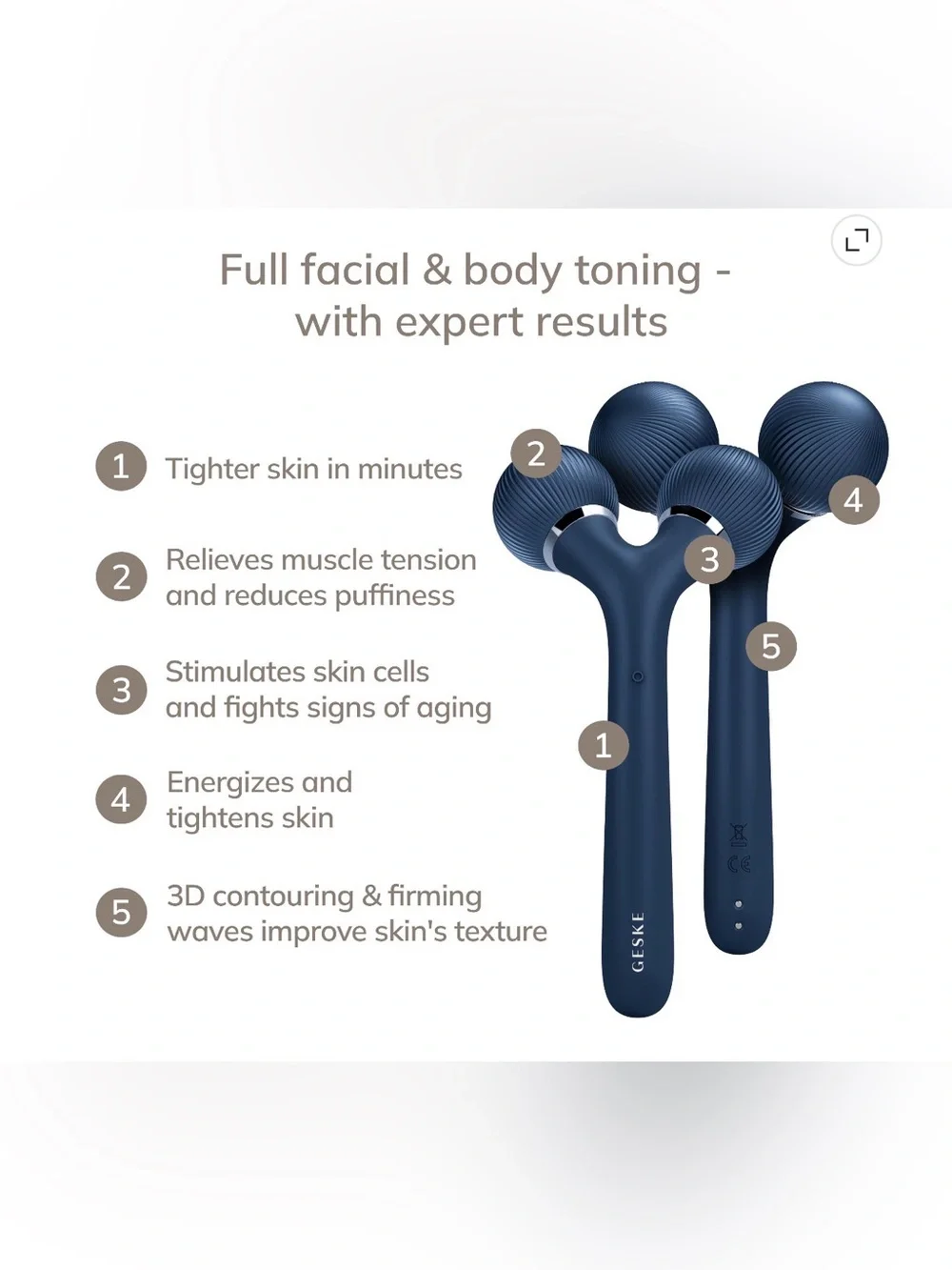 GESKE SmartAppGuided™ Sonic Facial & Body Roller | 4 in 1 | Derma Roller